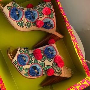 Tory Burch High Heels Pompoms Tropical Vacation
